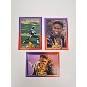 1994 Mighty Morphin Power Rangers Cards Black Ranger Zack Mastodon Lot of 3